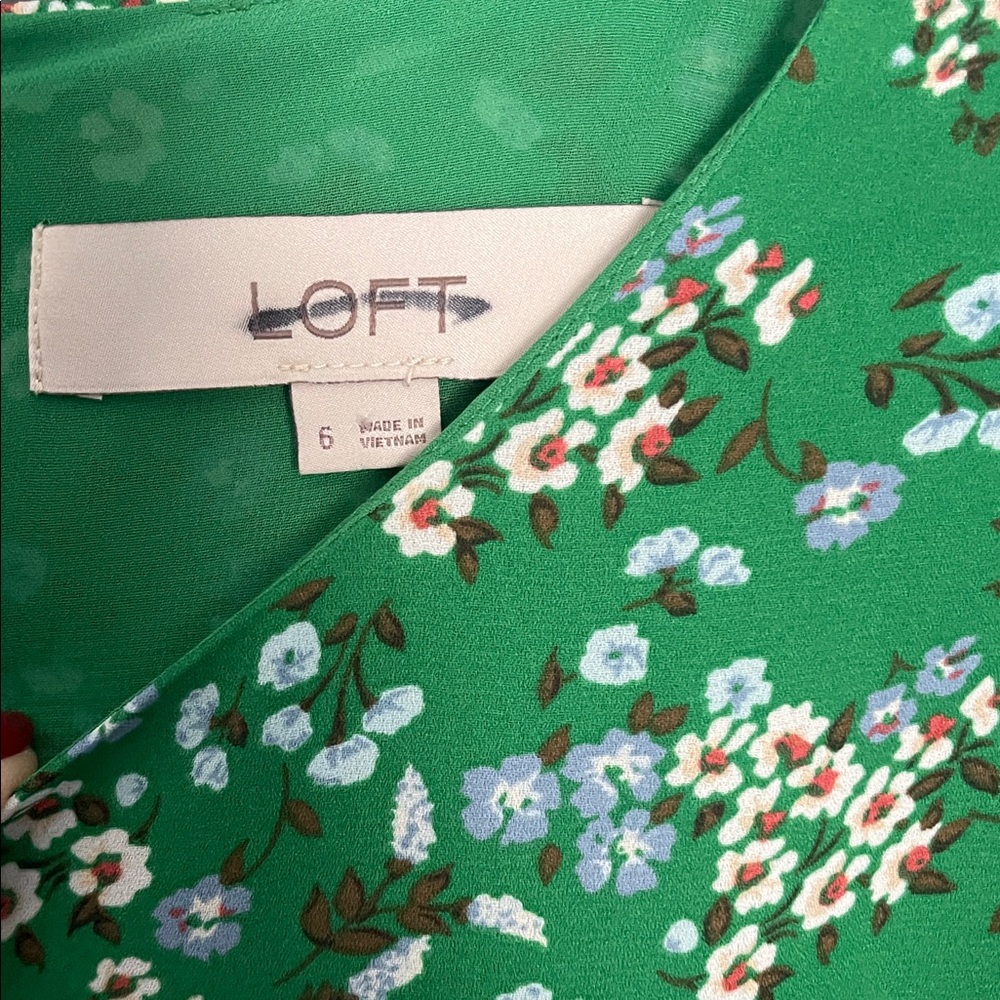 LOFT Vibrant Green Floral Dress